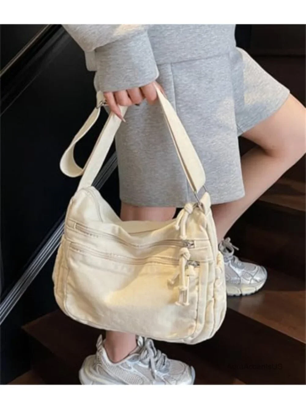 Canvas Shoulder Bag Tote Purse Slouchy Hobo Crossbody Work Commute Handbag